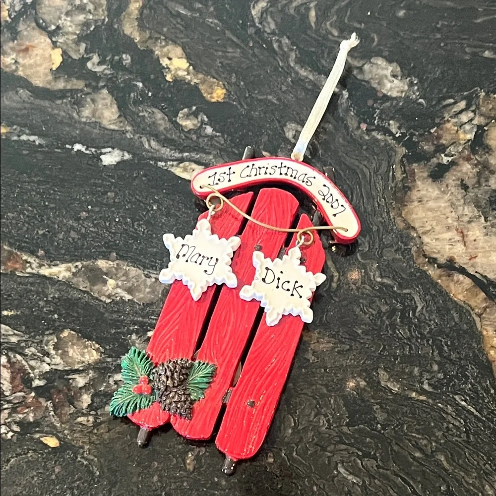 Red Holiday Sled Ornament